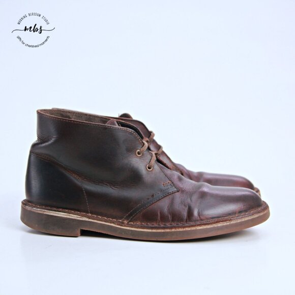 Clarks Evo Beeswax Leather Desert Boots Brown Men 8 - Picture 1 of 13